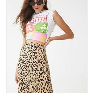 Forever21 Leopard satin skirt small